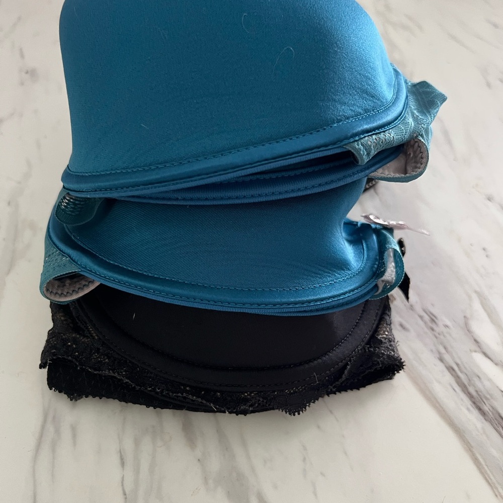 Blue and Black Chantal Intimates Bras (3) with Soft Fabric